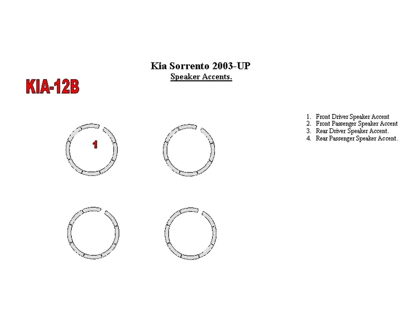 KIA Sorento 2003-UP Speaker Accents BD Kit la décoration du tableau de bord - 1 - habillage decor de tableau de bord