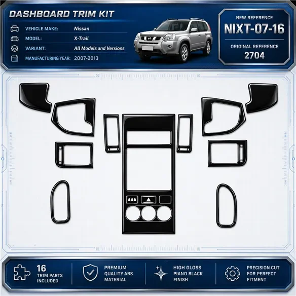 Nissan X Trail 2007-2013 3D kit décoration intérieure tableau de bord 16 pièces