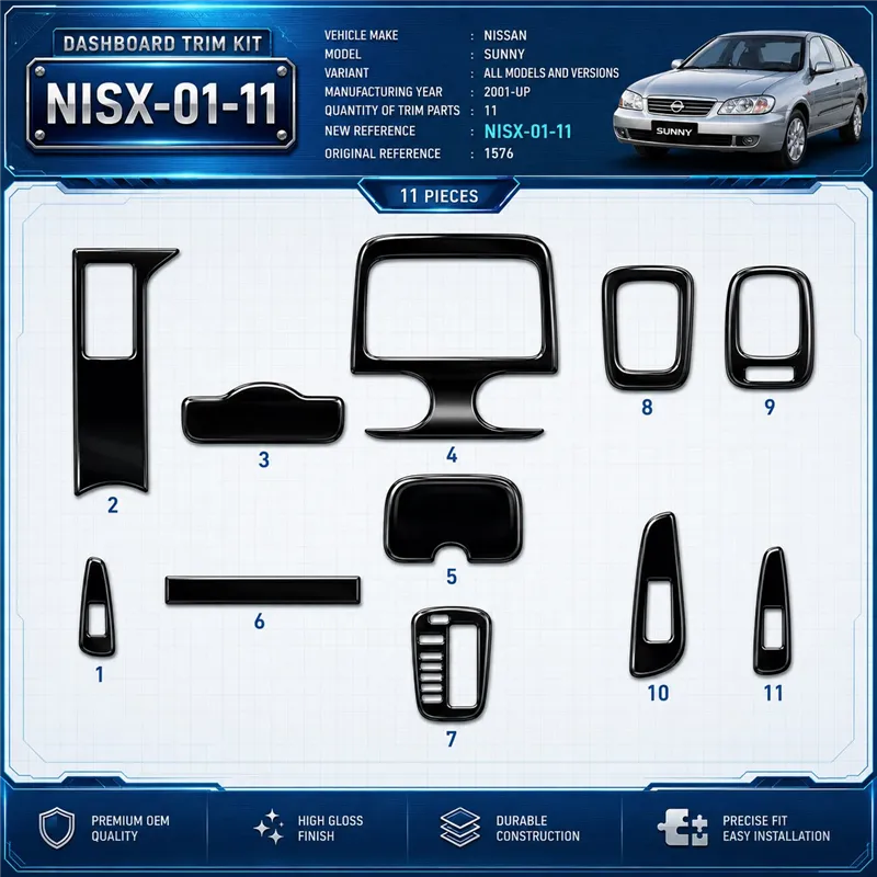 Nissan Sunny 2001 - à aujourd’hui 3D kit décoration intérieure tableau de bord 11 pièces