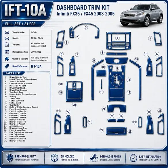Infiniti FX 2003-2005 kit complet kit décoration intérieure tableau de bord