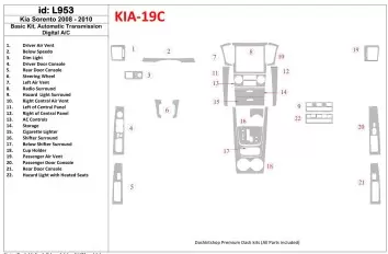 KIA Sorento 2008-2010 Paquet de base, Boîte automatique, Sans Heated Seats BD Kit la décoration du tableau de bord - 1 - habilla