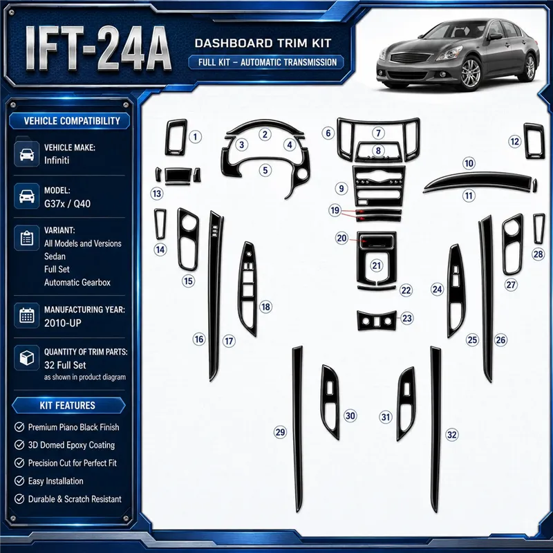 Infiniti G37x Sedan 2010 - à aujourd’hui kit complet, boîte automatique kit décoration intérieure tableau de bord