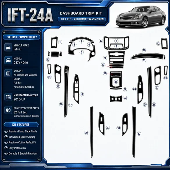 Infiniti G37x Sedan 2010 - à aujourd’hui kit complet, boîte automatique kit décoration intérieure tableau de bord