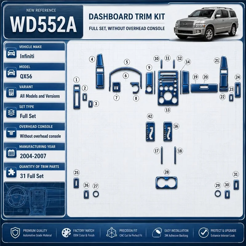 Infiniti QX56 2004-2007 kit complet kit décoration intérieure tableau de bord