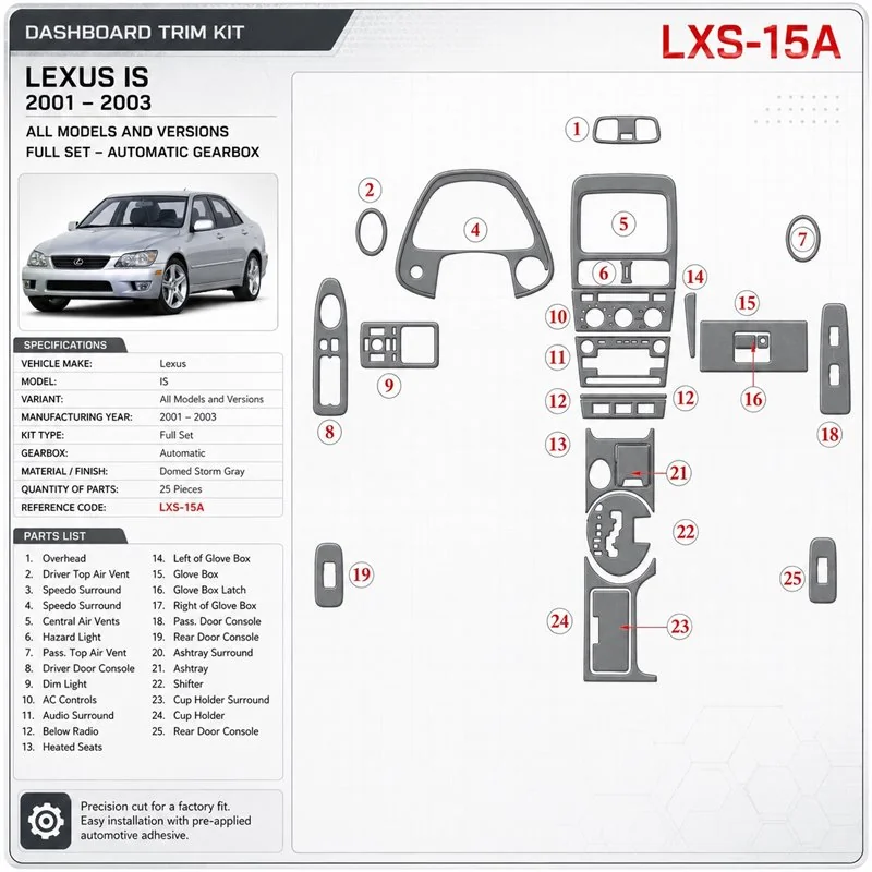 Lexus IS 2001-2003 kit complet, boîte automatique kit décoration intérieure tableau de bord