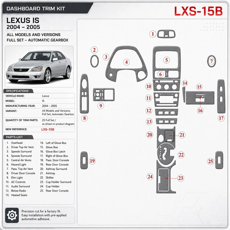Lexus IS 2004-2005 kit complet, boîte automatique kit décoration intérieure tableau de bord