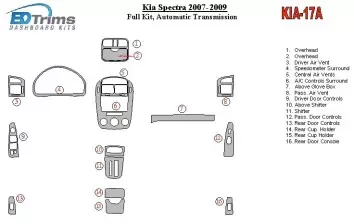 KIA Spectra 2007-UP Ensemble Complet, Boîte automatique BD Kit la décoration du tableau de bord - 1 - habillage decor de tableau