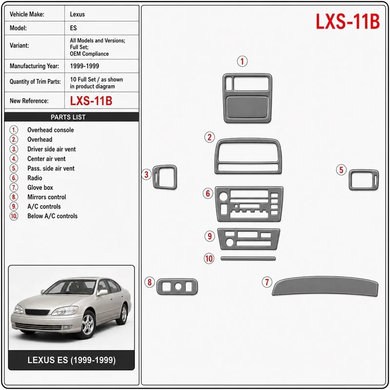 Lexus ES 1999-1999 kit complet, conformité OEM kit décoration intérieure tableau de bord