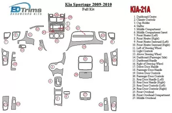 KIA Sportage 2009-2010 Ensemble Complet BD Kit la décoration du tableau de bord - 2 - habillage decor de tableau de bord