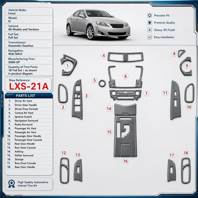 Lexus IS 2006 - à aujourd’hui kit complet, boîte automatique, avec navigation kit décoration intérieure tableau de bord