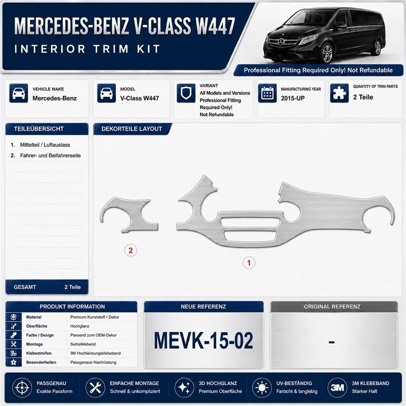 Mercedes V-Klasse W447 2015 - à aujourd’hui 3D kit décoration intérieure tableau de bord 2 pièces