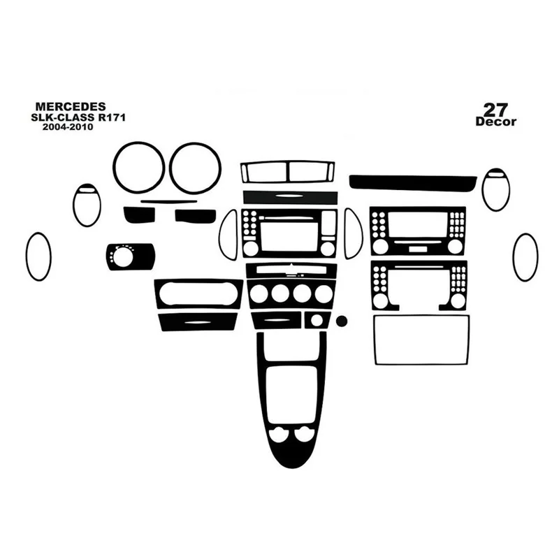 Mercedes SLK (R171) 2004-2010 3D kit décoration intérieure tableau de bord 27 pièces