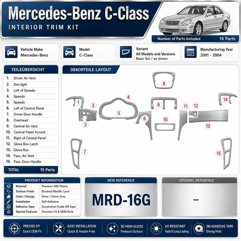 Mercedes Benz C Class 2001-2004 kit de base, 2 portes, conformité OEM, avec Power Seats kit décoration intérieure tableau de bor