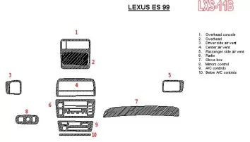 Lexus ES 1999-1999 Ensemble Complet, OEM Compliance BD Décoration de tableau de bord