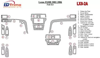 Lexus ES 2002-2006 Ensemble Complet BD Décoration de tableau de bord