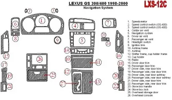 Lexus GS 1998-2000 Navigation system, OEM Compliance, 26 Parts set BD Décoration de tableau de bord
