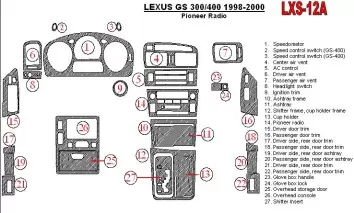 Lexus GS 1998-2000 Pioneer Radio, OEM Compliance,26 Parts set BD Décoration de tableau de bord