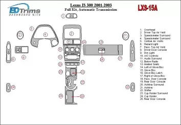 Lexus IS 2001-2003 Ensemble Complet, Boîte automatique BD Kit la décoration du tableau de bord - 1 - habillage decor de tableau 