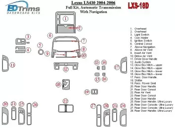Lexus LS 2004-2006 Ensemble Complet, Boîte automatique, Avec Navigation BD Kit la décoration du tableau de bord - 1 - habillage 