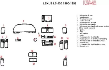 Lexus LS-400 1990-1992 Ensemble Complet, OEM Compliance, 18 Parts set BD Kit la décoration du tableau de bord - 1 - habillage de