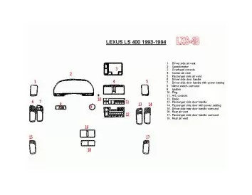 Lexus LS-400 1993-1994 Ensemble Complet, OEM Compliance, 13 Parts set BD Kit la décoration du tableau de bord - 1 - habillage de