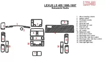 Lexus LS-400 1995-1997 Nakamichi Radio, OEM Compliance, 6 Parts set BD Kit la décoration du tableau de bord - 1 - habillage deco