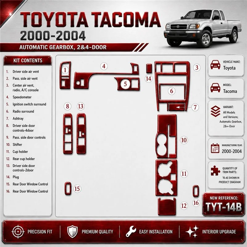 Toyota Tacoma 2000-2004 boîte automatique, 2&4 portes kit décoration intérieure tableau de bord