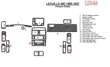 Lexus LS-400 1995-1997 Pioneer Radio, OEM Compliance, 6 Parts set BD Kit la décoration du tableau de bord - 1 - habillage decor 