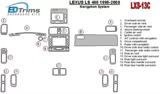 Lexus LS-400 1998-2000 Navigation system, OEM Compliance BD Kit la décoration du tableau de bord - 1 - habillage decor de tablea
