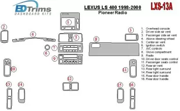 Lexus LS-400 1998-2000 Pioneer Radio, Sans NAVI system, OEM Compliance BD Kit la décoration du tableau de bord - 1 - habillage d