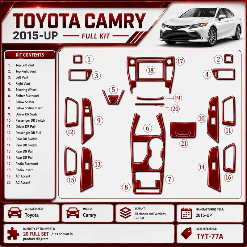 Toyota Camry 2015 - à aujourd’hui kit complet kit décoration intérieure tableau de bord