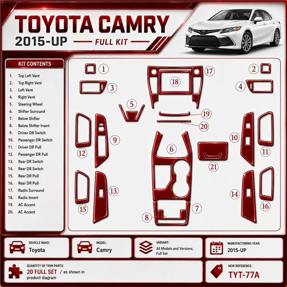 Toyota Camry 2015 - à aujourd’hui kit complet kit décoration intérieure tableau de bord