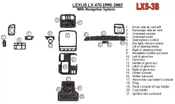 Lexus LX-470 1998-UP Avec NAVI system, 22 Parts set OEM Compliance BD Kit la décoration du tableau de bord - 1 - habillage decor