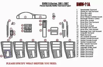 BMW 8 Series E31 Ensemble Complet BD Décoration de tableau de bord - 2 - habillage decor de tableau de bord