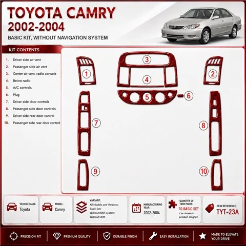 Toyota Camry 2002-2004 kit de base, sans navigation system, sans OEM kit décoration intérieure tableau de bord