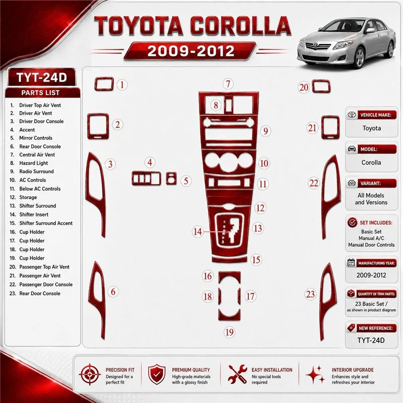 Toyota Corolla 2009 - à aujourd’hui kit de base, boîte manuelle portes Controls kit décoration intérieure tableau de bord