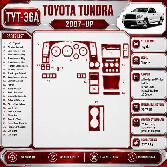Toyota Tundra 2007 - à aujourd’hui kit complet, Bucket Seats, boîte manuelle AC Control kit décoration intérieure tableau de bor