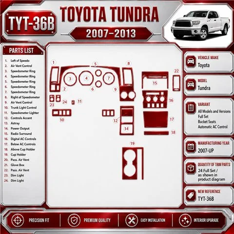 Toyota Tundra 2007 - à aujourd’hui kit complet, Bucket Seats, automatique AC Control kit décoration intérieure tableau de bord