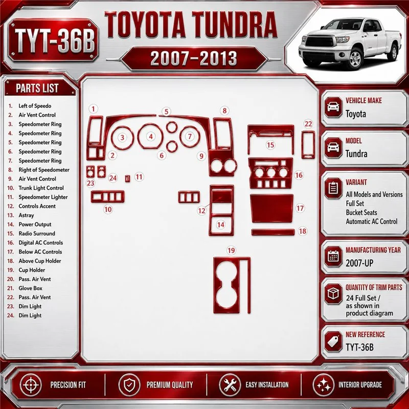 Toyota Tundra 2007 - à aujourd’hui kit complet, Bucket Seats, automatique AC Control kit décoration intérieure tableau de bord