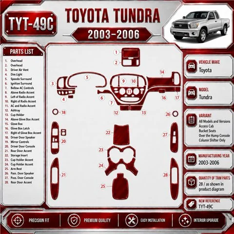 Toyota Tundra 2003-2006 Access Cab, Bucket Seats kit décoration intérieure tableau de bord