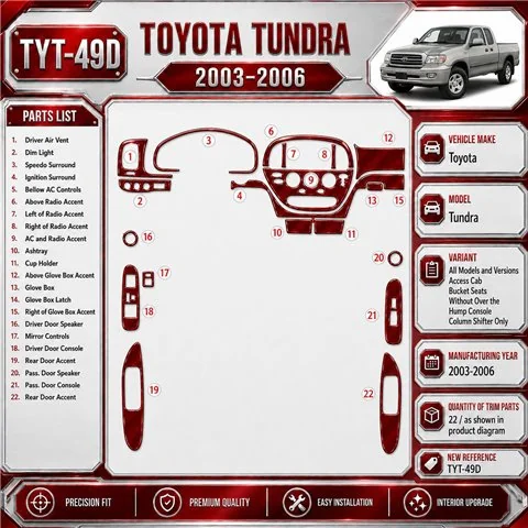 Toyota Tundra 2003-2006 kit décoration intérieure tableau de bord