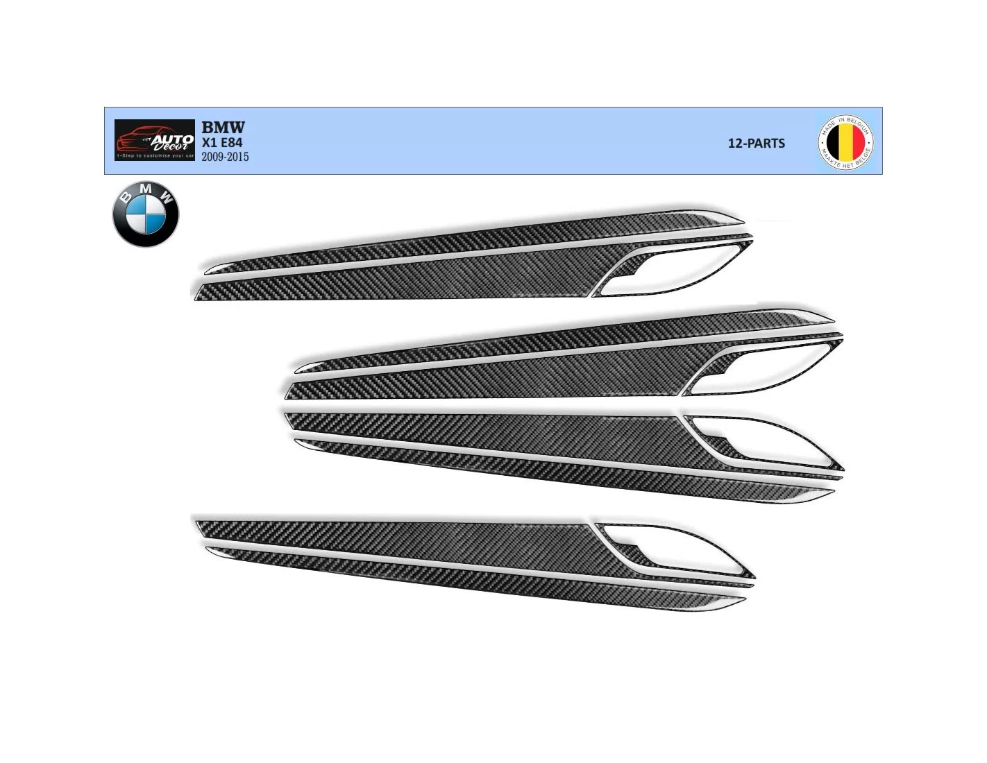 BMW X1 E84 2009–2015 NAVI Kit la décoration du tableau de bord 12-Pièce - 1 - habillage decor de tableau de bord