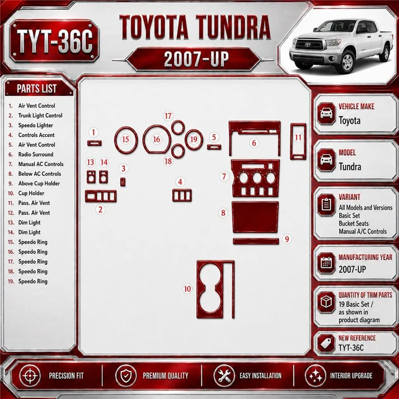 Toyota Tundra 2007 - à aujourd’hui kit de base, Bucket Seats, manuel AC Control kit décoration intérieure tableau de bord