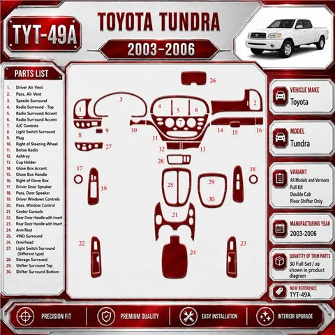 Toyota Tundra 2003-2006 kit complet, Double Cab kit décoration intérieure tableau de bord