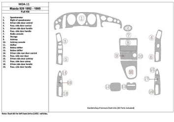Mazda 929 1992-1995 Ensemble Complet, 19 Parts set BD Kit la décoration du tableau de bord - 1 - habillage decor de tableau de b