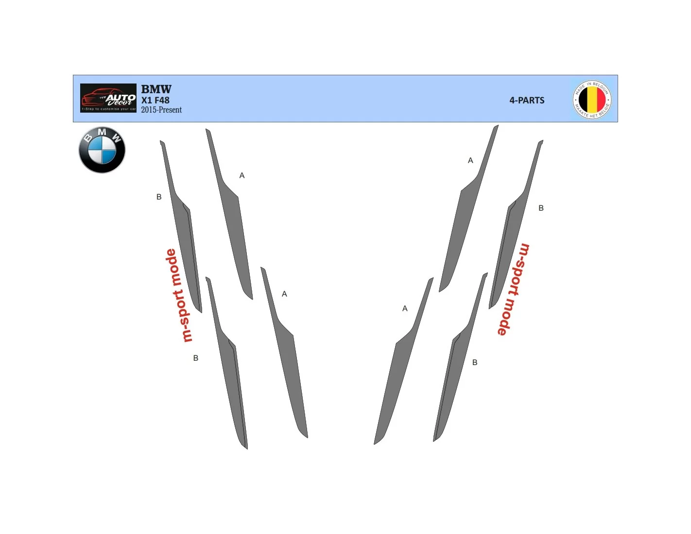 BMW X1 F48 ab 2015 Kit la décoration du tableau de bord 4-Pièce - 1 - habillage decor de tableau de bord