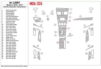 Mazda Mazda3 2010-2013 Ensemble Complet, Boîte automatique BD Kit la décoration du tableau de bord - 1 - habillage decor de tabl