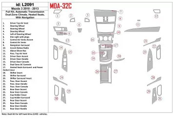 Mazda Mazda3 2010-2013 Ensemble Complet, Automatic Gear, two-zone climate control, Heated Seats BD Décoration de tableau de bord