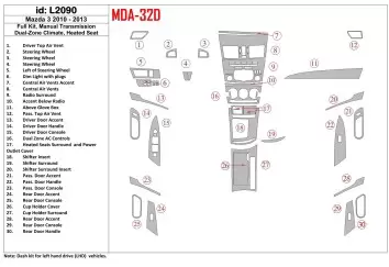 Mazda Mazda3 2010-2013 Ensemble Complet, Manual Gear Box, two-zone climate control, Heated Seats BD Décoration de tableau de bor