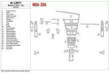Mazda Mazda5 2012-UP Ensemble Complet BD Kit la décoration du tableau de bord - 1 - habillage decor de tableau de bord